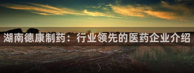 老哥吧九游会下架吗：湖南德康制药：行业领先的医药企业介绍