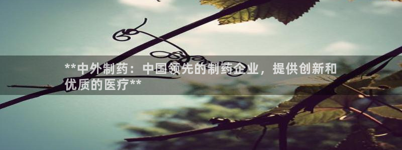 九游会老哥俱乐部官网：**中外制药：中国领先的制药企业，提供创新和
优质的医疗**